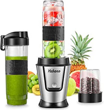 Blender Smoothie Makers 500W, 2 in 1 Multifunctional Personal Blender Mixer with 2x600ml Portable Bottles for Ice, Fruit, Vegetable, and 200ml Grinder, BPA-Free, Home/Outdoors, by Yabano