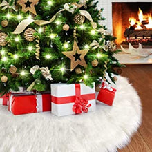 HUHUDAY Christmas Tree Skirts, Large Plush Luxury Faux Fur Xmas Tree Skirt for Christmas Decoration, Snow White Christmas Tree Skirt Base Cover for Party Holiday Indoor Xmas Decorations, 36inch