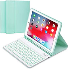 iPad Keyboard Case 10.2 inch, 2021 iPad 9/8/7 Keyboard Cover with 7 Colors Backlit Pencil Holder, Detachable Magnetically Bluetooth Wireless Keyboard for iPad Air 3 2019/iPad Pro 10.5" 2017 (Green)