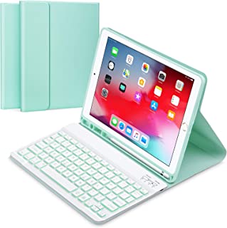 iPad Keyboard Case 10.2 inch, 2021 iPad 9/8/7 Keyboard Cover with 7 Colors Backlit Pencil Holder, Detachable Magnetically Bluetooth Wireless Keyboard for iPad Air 3 2019/iPad Pro 10.5" 2017 (Green)