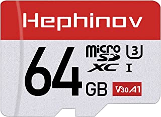 Hephinov Micro SD Card Up to 100/30MB/s(R/W), 64GB MicroSDXC Memory Card + SD Adapter with A1, C10, U3, V30, 4K Video Recording, TF Card for Camera, Smartphone, Switch, Drone, Dash Cam, Gopro, DSLRs