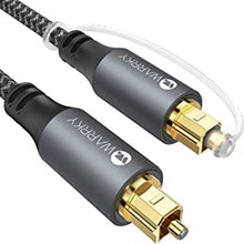 Optical Cable, WARRKY Optical Cable for Soundbar to TV, 1.8m / 6ft [24K Gold-Plated Plug, Metal Case, Braided] Digital Optical Audio Cable Toslink Compatible with LG, Samsung, Sony, Panasonic etc.