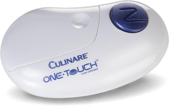 Culinare C50600 One Touch Electronic Tin Opener  White  Plastic/Stainless Steel  Automatic Can Opener  Battery Operated/Hands-Free Use/Magnetic Lid Removal  Batteries Not Included