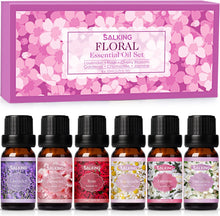 SALKING Essential Oils Set, 100% Pure Fragrance Oil Aromatherapy Essential Oils Gift Set,Premium Scented Oils for Oil Diffusers 6 x 10 ML - Lavender, Rose, Jasmine, Cherry Blossom, Gardenia, Chamomile