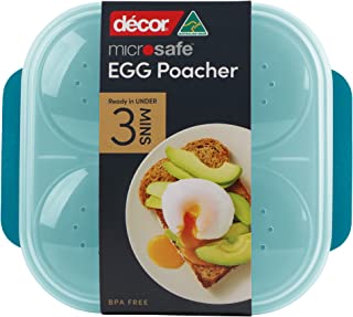 Decor Microwave Egg Poacher For 4 This Food Grade Poached Egg Maker Is Non Stick, Easy To Clean, Bpa-free Plastic | Makes Perfect Poached Eggs With Steam, TEAL, 4 Egg Tray