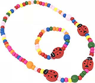 CHILDRENS Ladybird Beaded Necklace and Bracelet Set - PARTY bag fillers, stocking fillers, gifts for little girls