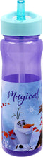 Disney Frozen Water Bottle with Straw  Reusable Kids 600ml PP  in Purple  Official Merchandise by Polar Gear  BPA Free & Recyclable Plastic  for School Nursery Sports Picnic, Multi Colour