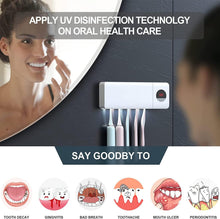 DSHOW UV Toothbrush Sanitizer, Bathroom Toothbrush Holder Wall Mounted with Sterilizer Function, 2000mAh Charging, Timing Function, Toothbrush Organizer for Ladies Baby Family (White)