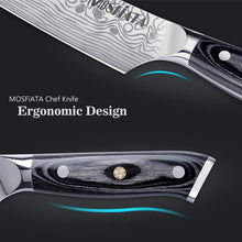 MOSFiATA Chef Knife, Ultra Sharp Kitchen Knife 8 inch, Premier High Carbon German EN1. 4116 Stainless Steel, Full Tang Blade Pro Chopping Cooking Knife with Knife Sharpener Finger Blade Guard Gift Box