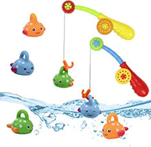 Baby Bath Toys Fishing Game for 1 2 3 Year Olds Toddler Kids Paddling Pool Toys with 2 Toy Fishing Rod 6 Fishing Toys,Baby Shower Bath Toys Water Play Game for Kids,Pack of 2