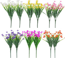 nuoshen 12 Bundles of 6 Colors Artificial Flowers Outdoor, UV Resistant Fake Flowers Plastic Greenery Shrubs Indoor Outside Hanging Planter Home Kitchen Office Wedding Garden Decor