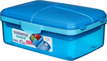 Sistema Lunch Slimline Quaddie Lunch Box with Water Bottle  1.5 L Air-Tight and Stackable Food Storage Container  Blue/Green