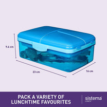 Sistema Lunch Slimline Quaddie Lunch Box with Water Bottle  1.5 L Air-Tight and Stackable Food Storage Container  Blue/Green