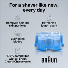Braun Clean and Renew Electric Shaver Cleaning Cartridges, Hygienically Cleans, Removing Residual Hair & Skin Particles, 3 Pack, Lemon Fresh