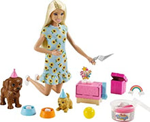 Barbie Doll and Puppy Party Playset with 2 Pet Puppies, Dough, Cake Mold and Accessories, Gift for 3 to 7 Year Olds - GXV75