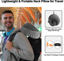 AYhome Travel Pillow, Memory Foam Neck Pillow for Travel, Soft Neck Support Pillow, Quick Pack Flight Pillow for Airplane, Train, Car, Office Sleeping Rest (Dark Grey)
