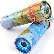 iKeelo Classic Tin Kaleidoscopes - 2 Pack, Kids Educational Kaleidoscope Toy with Metal Body, Birthday Gift for Boys and Girls (Ocean + Dino World)