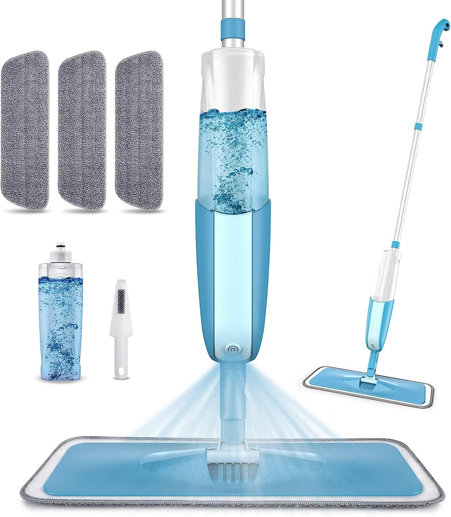 Spray Mop for Floor Cleaning, Domi-patrol Microfiber Floor Mop Dry Wet Mop  Spray with 3 Washable Mop Pads & Refillable Bottle, Dust Cleaning Mop for