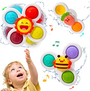 ONLYFUN Suction Cup Spinner Toys, 3PCS Baby Spinner Toys Baby Toys 12+ Months Toys for 12+ Months Toddlers Birthday Gifts for Toddlers Baby Spinning Top Toys Travel Toys