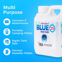 LeisureTime Super Conc. Blue Toilet Fluid 25 Dose - Septic Tank Treatment Safe Formaldehyde Free Eco Toilet Chemical for Camping Toilet/Portable Toilet - Caravan Accessories/Campervan Accessories UK