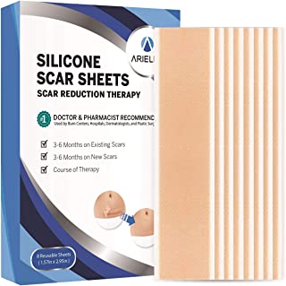 Ariella Professional Silicone Scar Sheets, Soften and Flattens Scars Resulting from Surgery, Scar Strips, 3"Ã—1.57", 8 Sheets