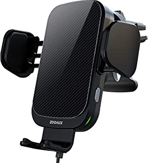 ZOOAUX 15W Wireless Car Charger, Qi Fast Charging Car Wireless Charger Automatic Sensor Phone Holder Vent Mount Compatible for Samsung S20/S10/S9, for iPhone 13/13 Pro/13 Mini/12/11/XS/XR(Black)