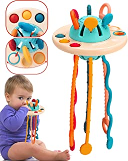 Montessori Toys for 1 Year Old, Sensory Popping Bubble Toys for 1-2, Baby Travel Toys Food Grade Silicone UFO Pulling String Activity Toys for 1-3 Toddler, 1st Birthday Gifts Stocking Stuffer for Kids