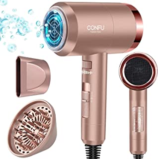 Hair Dryer, CONFU Lightweight 1800W Ionic Hairdryer with Adjustable Speed, 3 Heat Settings, Warm & Cool Wind, Fast Drying Blow Dryer with Diffuser & Concentrator for Women Men Travel Home Use