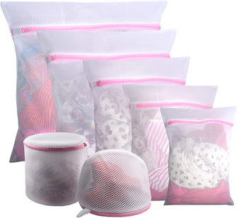 GOGOODA 7PCS Mesh Laundry Bags, Reuse Durable Washing Machine Bag for Delicates Blouse, Hosiery, Underwear, Bra, Lingerie and Baby Clothes