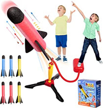 Vykor Toy Rocket Launcher for Kids， Fun Outdoor Garden Games for Children with Toy Air Rocket Launcher and 6 Foam Rockets，Gift for Boys Girl Toys Age 3 4 5 6 7 8 9+ Child Birthday Gift