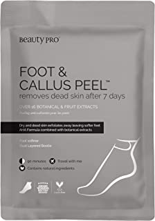 BeautyPro FOOT & CALLUS PEEL With 16 Natural Plant Botanicals | Vegan Foot Peel Mask for Baby Soft Feet | Cracked Heel Repair | Exfoliating Socks | Foot Mask Peel |