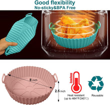 Air Fryer Silicone Pot, XIILSIE 2Pcs Air Fryer Silicone Liners Round Food Safe Non Stick Air Fryer Basket Accessories, Reusable Replacement of Flammable Parchment Liner Paper Fits 3QT - 5QT Air Fryer