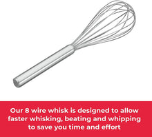 Metaltex 122830 Heavy Duty 8 Wire Stainless Steel Whisk, 30 cm, Silver