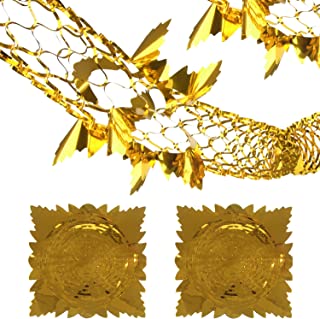 DERAYEE 2 Pack Christmas Hanging Decorations, 9Ft Foil Garland Festive Hanging Decorations for Xmas New Year Party Supplies (Gold)