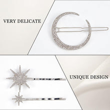 NICENEEDED 6 PCS Sparkle Moon and Snowflake Star Hair Clip Set, Dazzlingly Rhinestone Alloy Hair Pin, Glitter Diamond Side Bobby Pins Hair Accessories for Women and Girls