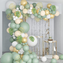 Olive Green Balloon Arch Kit,111Pcs Sage Green Ballloon Garland with White Gold Confetti Balloons Retro Green Balloon for Boy Birthday Party,Baby Shower Decoration,Jungle Safari Theme Party,Wedding