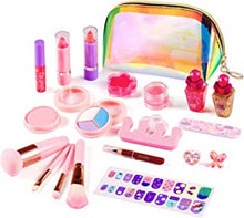 ARANEE 21PCS Kids Make up Set for Girls, Washable Makeup Toy Kit with Glitter Cosmetic Bag Princess Dress up Play for Girls Aged 3 4 5 6&12