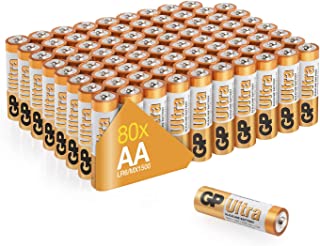 AA Batteries pack of 80 by GP AA Batteries Ultra Alkaline - 10 year shelf life, ideal for everyday hungry devices, long lasting power, anti-leakage technology | also known as LR06, MN1500, 15A, AM3