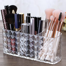 Ubitree Makeup Brush Holder, 3 Slots Clear Acrylic Cosmetic Makeup Organiser for Makeup Brush Eyeliners Lipstick Crystal Storage Box for Bathroom Bedroom Dress Table Vanities Office Desk