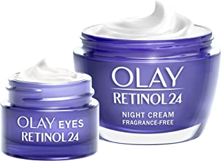 Olay Retinol 24 Skin Care Set: Night Cream + Eye Cream With Retinol Complex and Vitamin B3, Firming Anti-Ageing Cream & Serum, Strengthens & Firms, Visibly Reduces Wrinkles And Lines, Fragrance Free