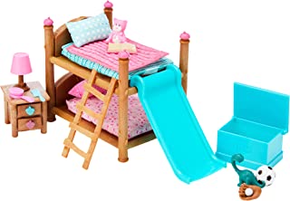 Li'l Woodzeez WZ6705Z Dinosaur Li’l Woodzeez – Bunk Bed 18pc Set with Bedroom Furniture and Accessories – Miniature Toys and Playsets for Kids Age 3+