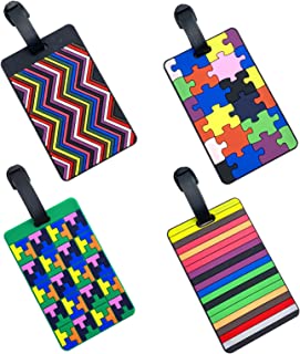 EQLEF® Set Of 4 Lovely Secure Luggage Tags PVC Suitcase luggage tags Business Card Holder/ Travel ID Bag Tag