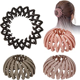 4Pcs Birds Nest Hair Clips, Vintage Geometric Retractable Hair Claw Clamps, Expandable Ponytail Holder Clips Hair Bands Hair Styling Tools for Women Girls (Style C)