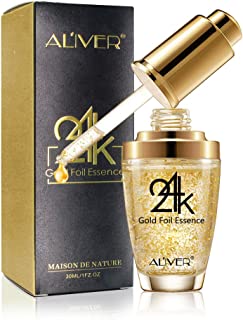 24K Gold Essence Collagen Face Serum Moisturizer Enriched with Vitamin C Serum, Vitamin E Cream for Skin care with Hyaluronic Acid Serum 1 FL OZ (30mL)