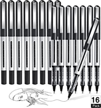 Rollerball Pens AKARUED 16 Pack Black Gel Pens, 0.5mm Liquid Ink Rollerball Pen, Quick-Drying Ballpoint Pens Writing Pens for Bullet Journal, Notebook. School & Office Accessories for Students Adults