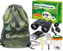 Genround Outdoor Explorer Kit Gifts Toys, 6-12 Years Old Boys Girls Outdoor Adventure Exploration Set incl Binoculars,Flashlight, Compass,Whistle,Magnifying Glass,Tweezer,Bug Viewer,Backpack