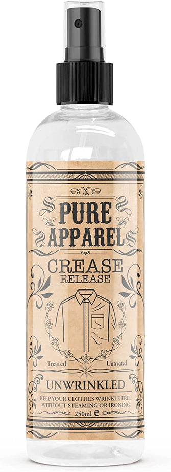 Pure Apparel Crease Release Spray-Wrinkle Remover, Odour Eliminator and Fabric Freshener  Ironing & Clothes Steamer Alternative  Fresh Cotton Fragrance, 250ml