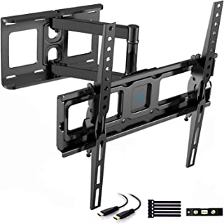 TV Wall Bracket for 26-60 inch LED, LCD, Flat & Curved TV or Monitor, Swivel Tilt TV Mount up to 40kg, Max. VESA 400x400mm, with HDMI Cable and Spirit Level