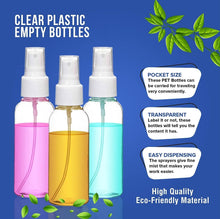 Symbah Small Spray bottle 50ml atomiser empty clear fine mist plastic Refillable spray bottles for Traveling, Make-up, Skincare Cleaning Liquids (3 PCS) with Funnel