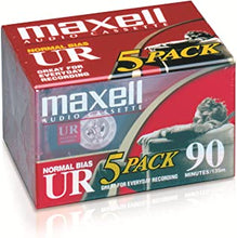 Maxell 108562 UR-90 5PK Normal Bias Audio Cassettes 90 Minute With Cases 5 Pack